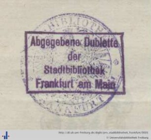 [Provenienz]: Stadtbibliothek Frankfurt am Main