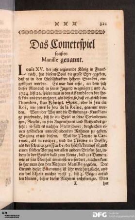 Das Cometespiel sonsten Manille genannt.