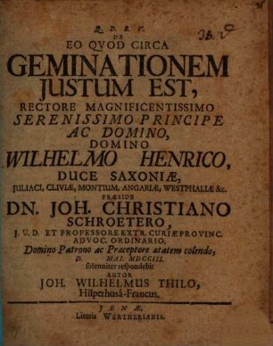 De eo quod circa geminationem iustum est