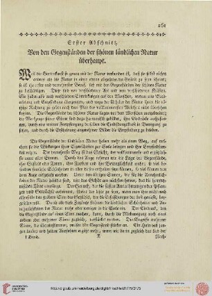 Erster Abschnitt: Von den Gegenständen der schönen ländlichen Natur überhaupt