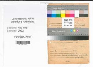 Entnazifizierung Adolf Foerster , geb. 08.08.1905 (Schneider)