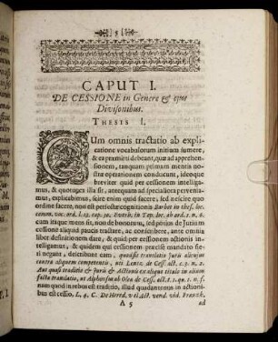 Caput I. De Cessione in Genere & ejus Divisionibus.