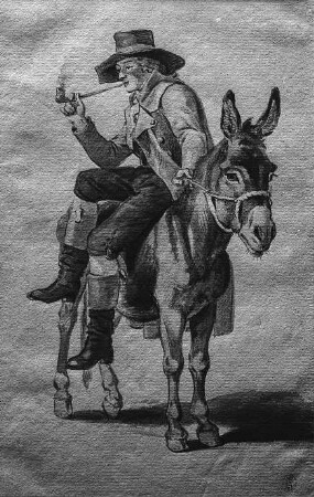 Schiller in Karlsbad, auf einem Essel reitend