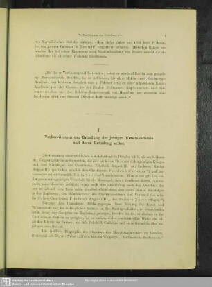 I. Vorbereitungen der Gründung der jetzigen Kunstakademie und deren Gründung selbst
