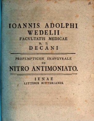 Prop. inaug. de nitro antimoniato