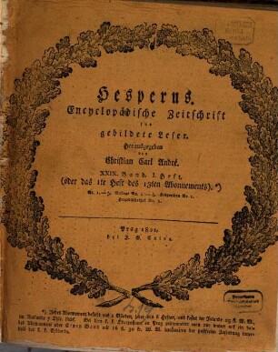 Hesperus : encyclopädische Zeitschrift für gebildete Leser. 1821,2 = Bd. 29