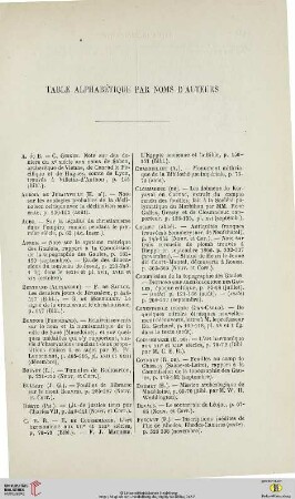 Table alphabétique par noms d'auteurs