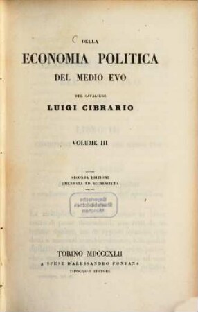 Della economia politica del Medio Evo. 3