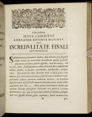 Utrumnam Iesus Christus Liberator Optimus Maximus Pro Incredulitate Finali Satisfecerit.