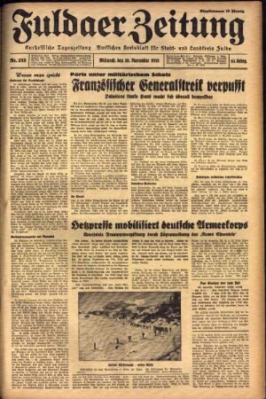 Ausgabe vom Mittwoch, den 30. November 1938.