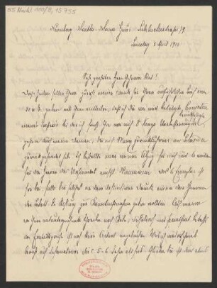 Brief an Ludwig Strecker  und B. Schott's Söhne : 02.04.1910