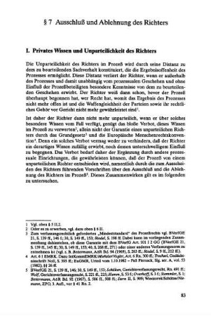 I. Privates Wissen und Unparteilichkeit des Richters