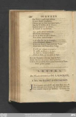 Lettre De Mademoiselle De L'Enclos, A Mr. De Saint-Evremond.
