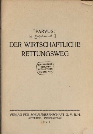 Der wirtschaftliche Rettungsweg