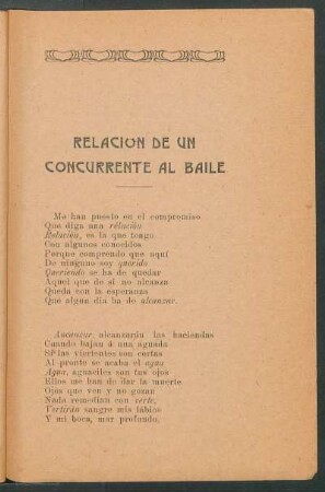 Relación de un concurrente al baile