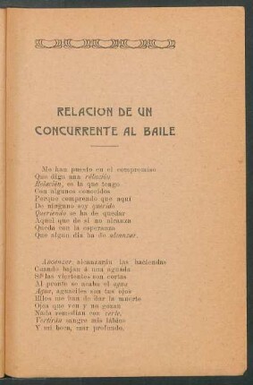 Relación de un concurrente al baile