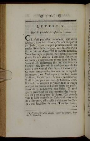 Lettre X. Sur le paradis terrestre de l' Inde.
