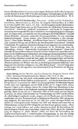 Möring, Maria :: Kieler Woche und Norddeutscher Regatta Verein 1882 - 1982 : Hamburg, Verlag Hanseatischer Merkur, 1982