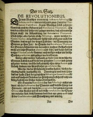 Der 22. Satz. De Revolutionibus.
