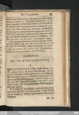 Caput IV. De Praedicamentis.