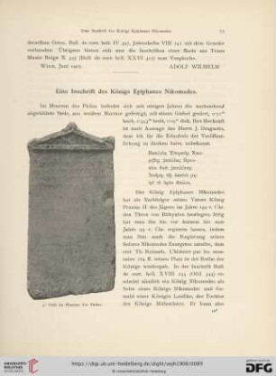 Eine Inschrift des Königs Epiphanes Nikomedes