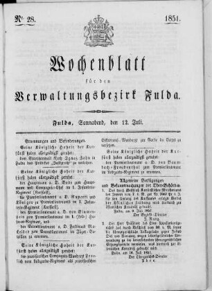Nr. 28, Ausgabe vom 12. Juli 1851