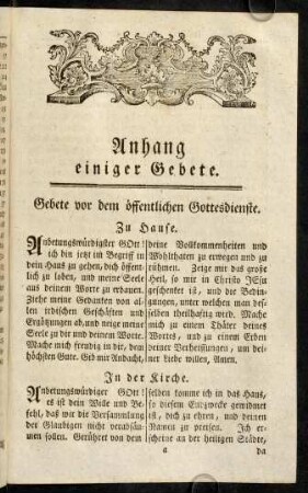 Anhang einiger Gebete.