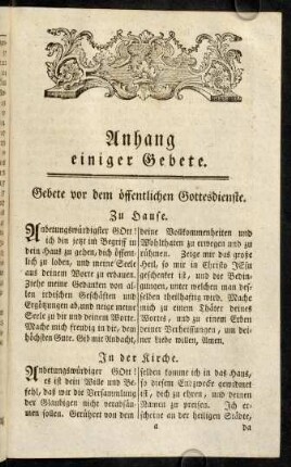 Anhang einiger Gebete.
