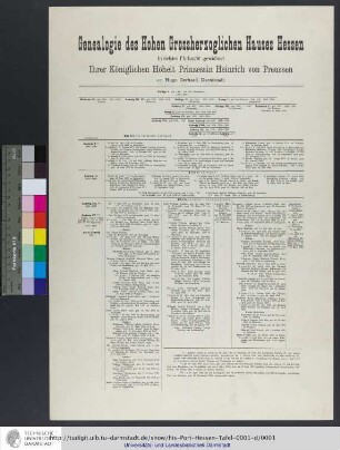 Genealogie des Hohen Grossherzoglichen Hauses Hessen : in tiefster Ehrfurcht gewidmet Seiner Königlichen Hoheit dem Grossherzog von Hessen u. bei Rhein