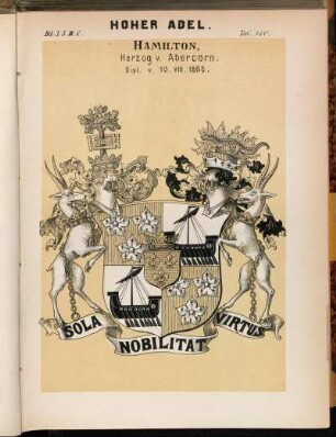 Taf. 180. Hamilton, Herzog v. Abercorn. Dipl. v. 10. VIII. 1868.