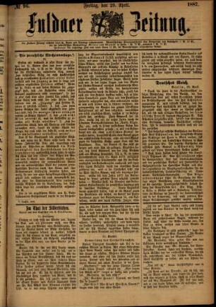 Ausgabe vom Freitag, den 29. April 1887.