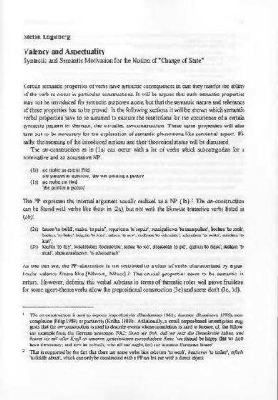 Valency and aspectuality : syntactic and semantic motivation for the notion of "change of state"
