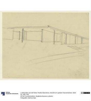 Pavillon Barcelona, Ansicht vom großen Wasserbecken