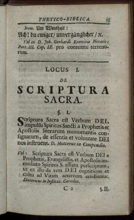 Locus I. De Scriptura Sacra. - Locus II. De Deo.