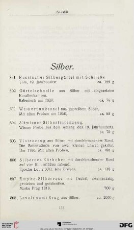 Silber (Nr. 801-832)