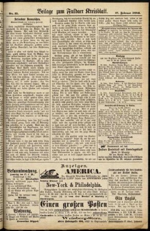 Zweite Ausgabe vom Samstag, den 27. Februar 1886.