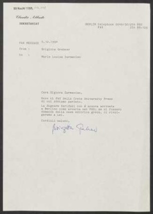 Brief an Marie Louise Zarmanian, 05.12.1994