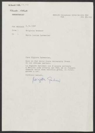 Brief an Marie Louise Zarmanian, 05.12.1994