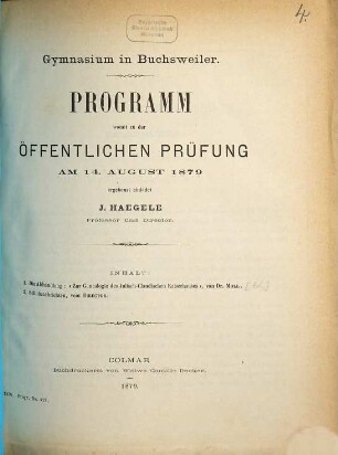 Programm : d. Schuljahrs .... 1878/79