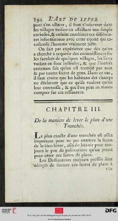 Chapitre II. De la maniere de lever le plan d’une Tranchée