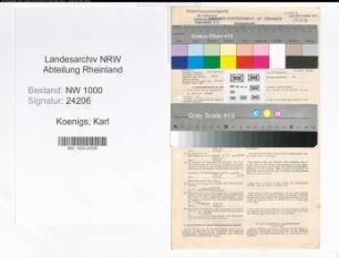 Entnazifizierung Karl Koenigs, geb. 27.06.1908 (Pfoertner)