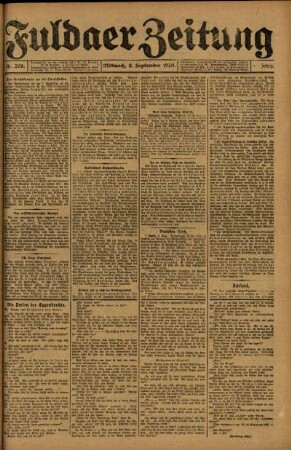 Ausgabe vom Mittwoch, den 08. September 1920.