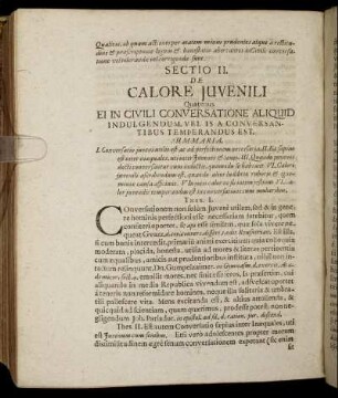 Sectio II. De Calore Juvenili [...]