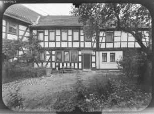 Suhl, An der Hasel 1. Gasthaus "Goldener Hirsch". Hoffront (Teilansicht)
