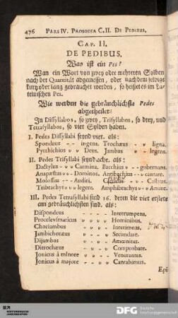 Cap. II. De Pedibus
