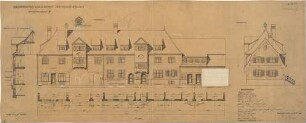 Fischer, Theodor; München - Laim, Gunzenlehstr.; Wohnsiedung Bauhandwerk-Gesellschaft Neu-Westend - Wirtschaftsblock Nord u. Westseite (Grundriss, Ansichten, Schnitt)