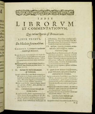Index Librorum Et Commentationum.