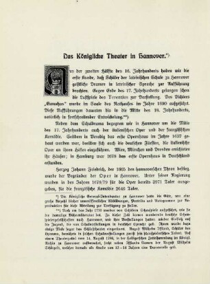 Das Königliche Theater in Hannover