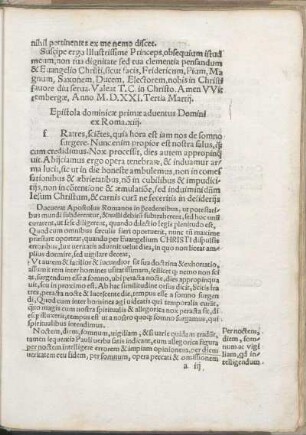 Epistola dominicæ primæ aduentus Domini ex Roma. xiij