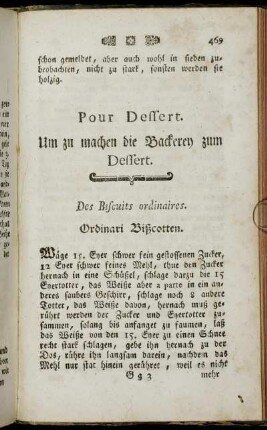 Pour Dessert. Um zu machen die Backerey zum Dessert.